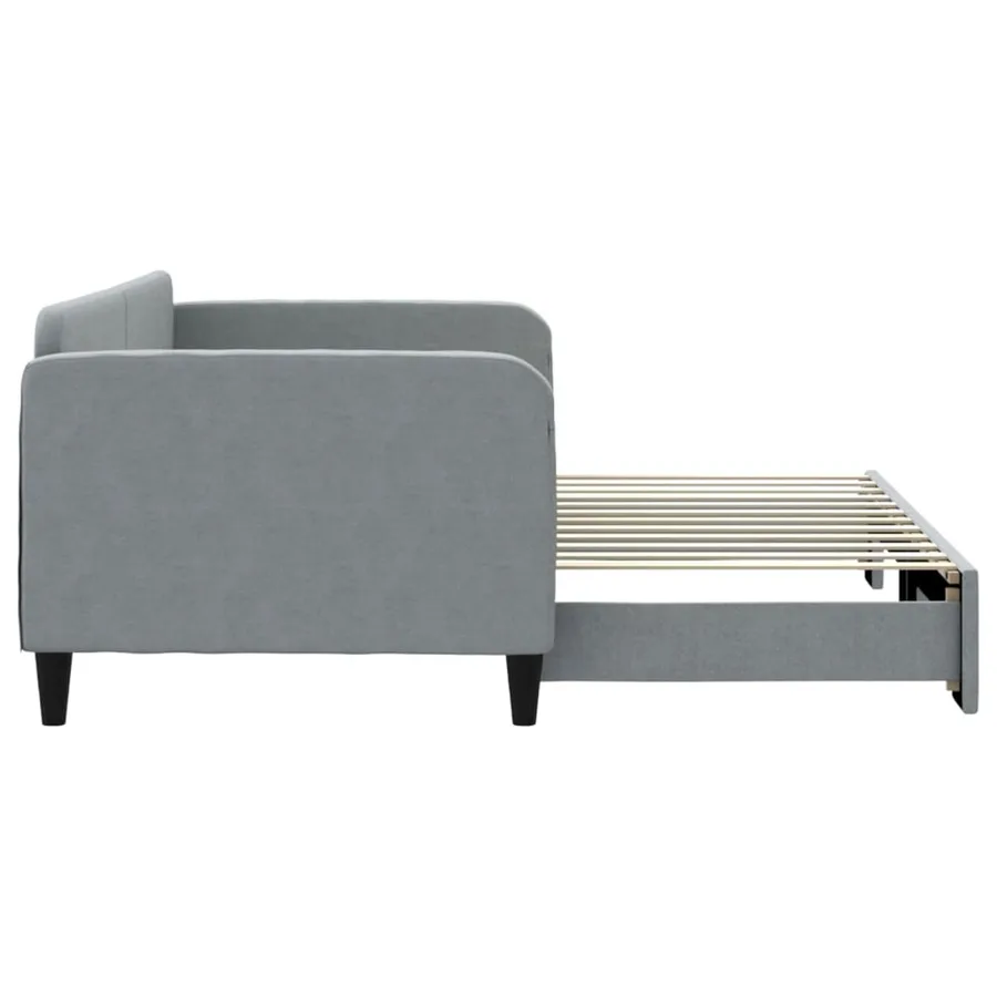 Lit de jour avec gigogne sans matelas gris clair 90x200 cm - 4