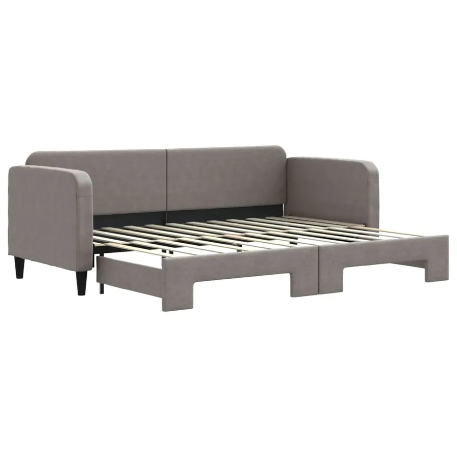 Lit de jour avec gigogne sans matelas taupe 80x200 cm - 2