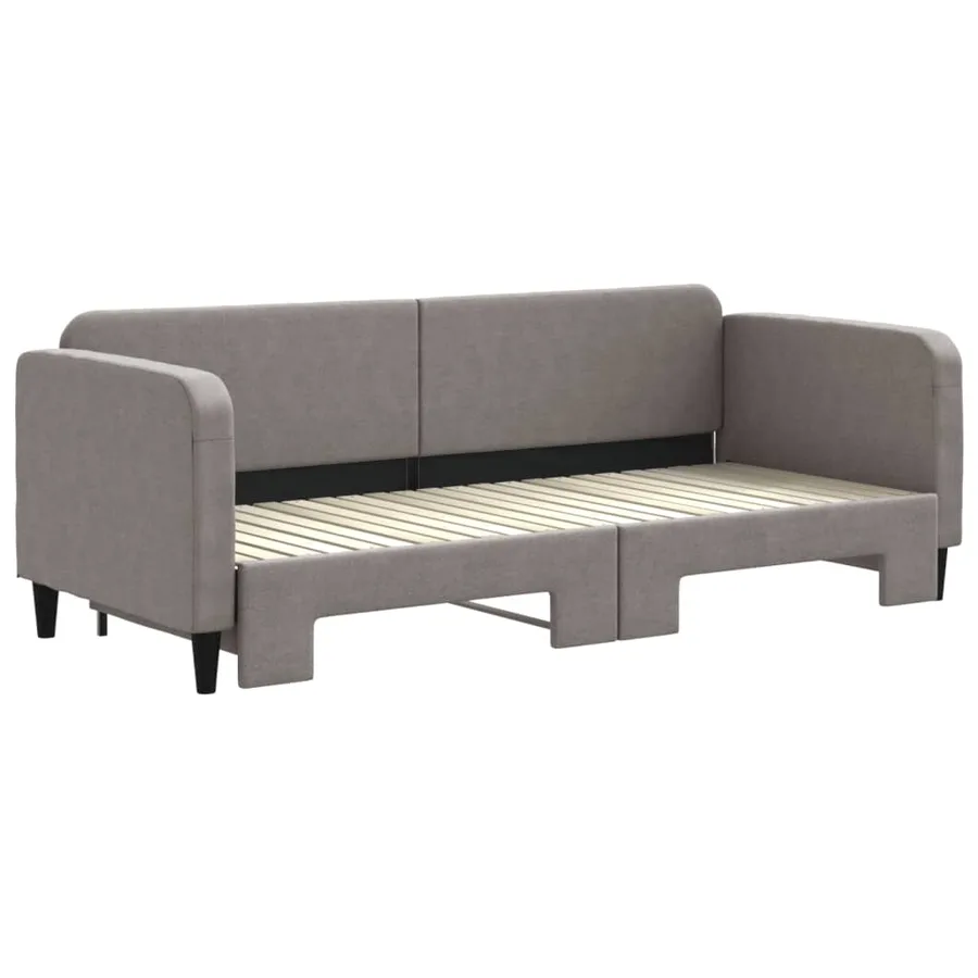 Lit de jour avec gigogne sans matelas taupe 80x200 cm - 3