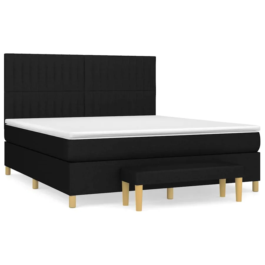Sommier à lattes de lit avec matelas Noir 160x200 cm Tissu - 2