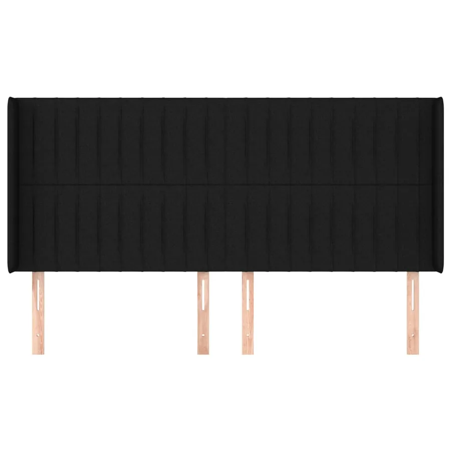 Tête de lit avec oreilles Noir 163x16x118/128 cm Tissu - 3