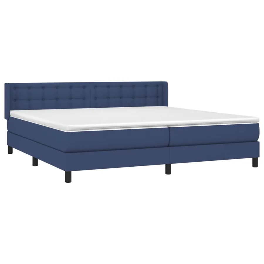 Sommier à lattes de lit avec matelas Bleu 200x200 cm Tissu - 3