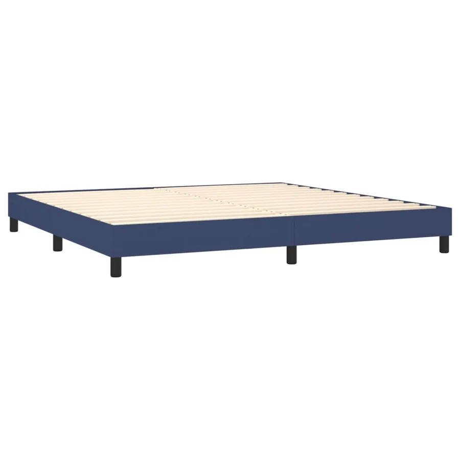 Sommier à lattes de lit avec matelas Bleu 200x200 cm Tissu - 4