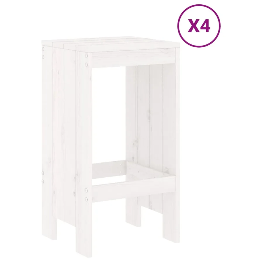 Ensemble de bar de jardin 5 pcs blanc bois massif de pin - 3