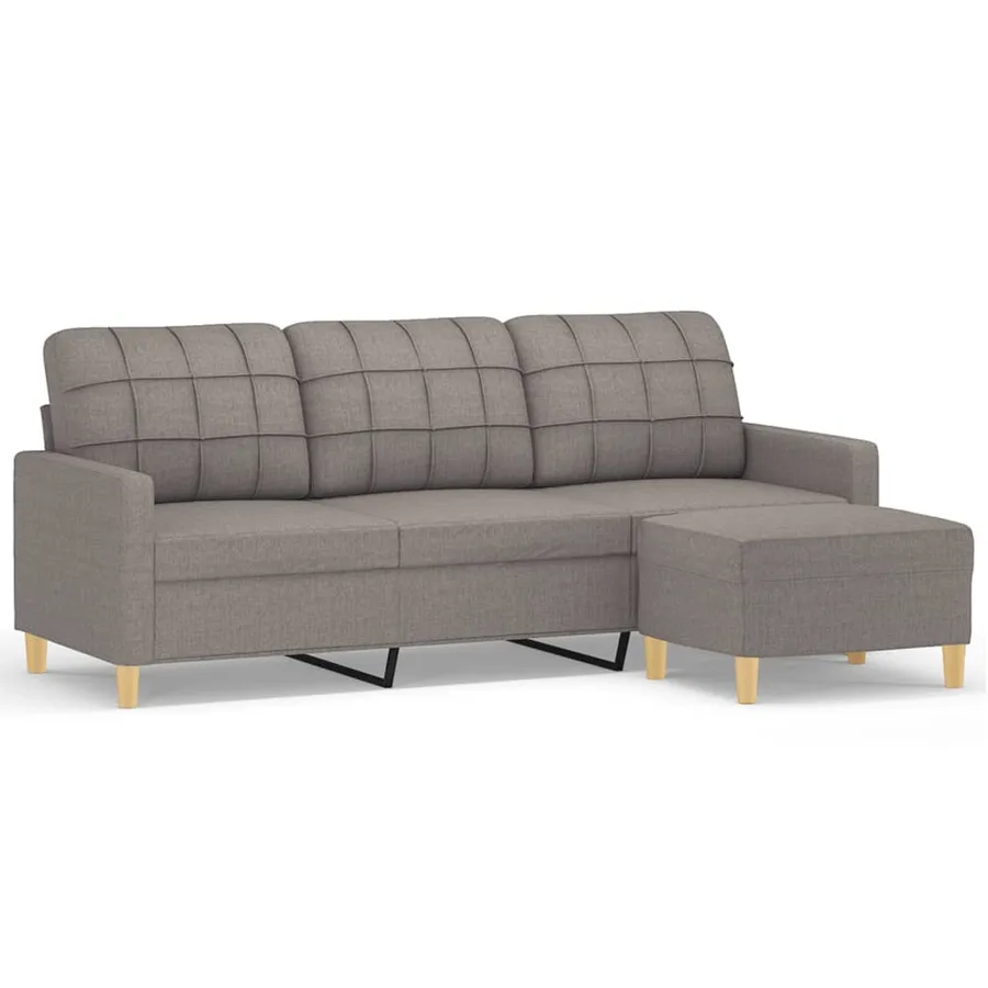 Canapé à 3 places avec repose-pieds Taupe 180 cm Tissu - 2