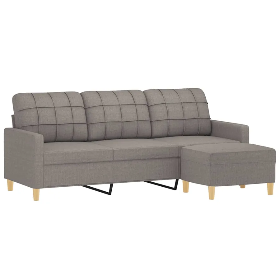 Canapé à 3 places avec repose-pieds Taupe 180 cm Tissu - 3