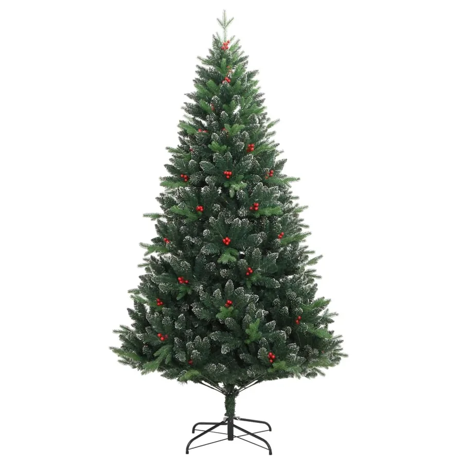 Sapin de Noël artificiel à charnières avec baies rouges 120 cm - 2