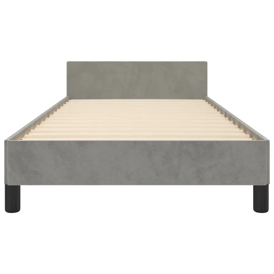 Cadre de lit sans matelas gris clair 100x200 cm velours - 6