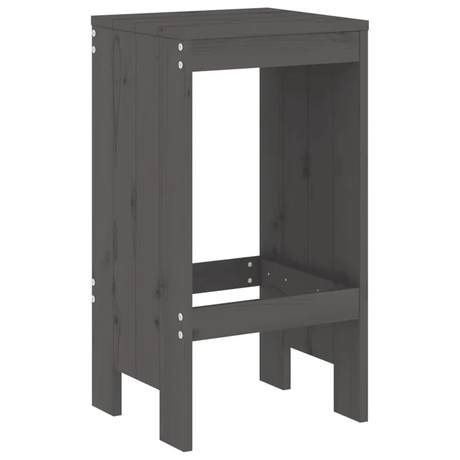 Ensemble de bar de jardin 9 pcs gris bois de pin massif - 4