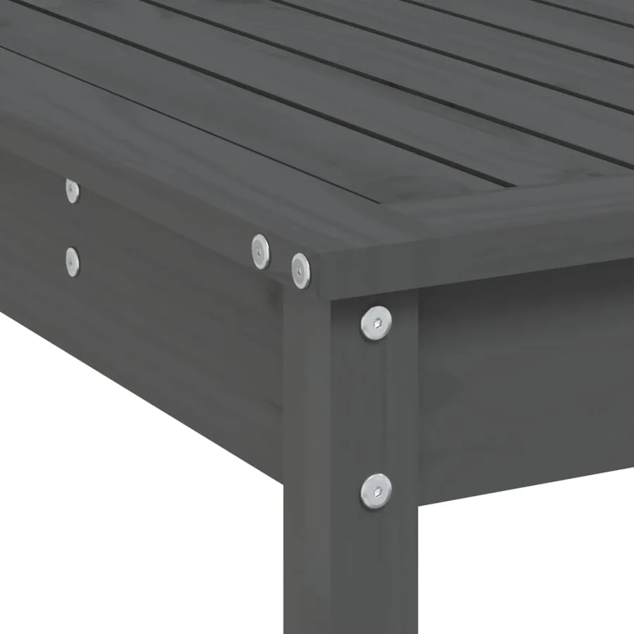 Ensemble de bar de jardin 9 pcs gris bois de pin massif - 7