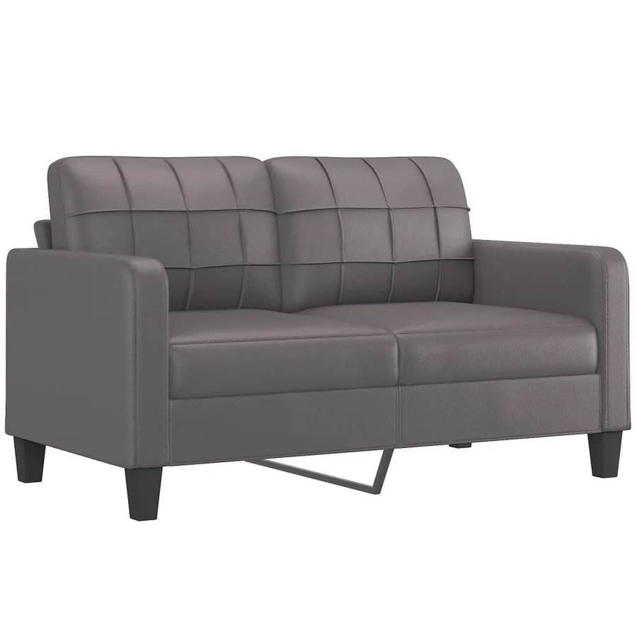 Canapé 2 places avec oreillers décoratifs gris 140cm similicuir - 4