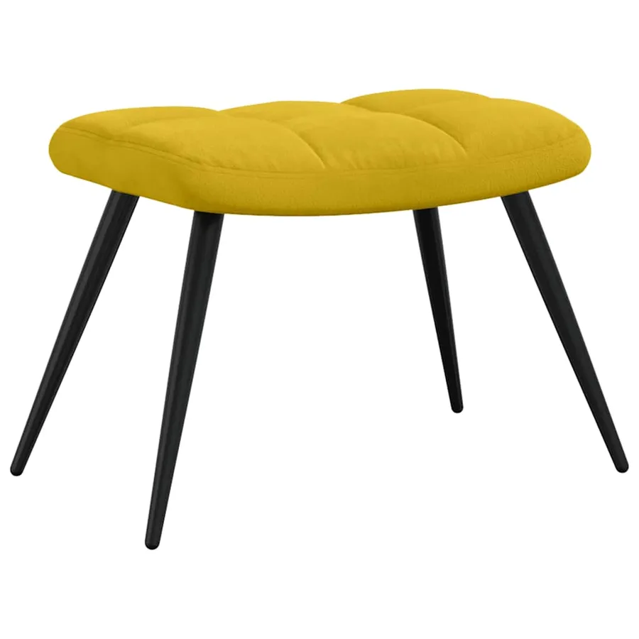 Fauteuil relax avec tabouret en velours jaune moutarde - 8