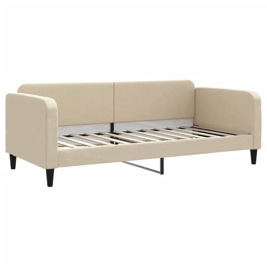 Lit de jour avec matelas crème 90x200 cm tissu - 3