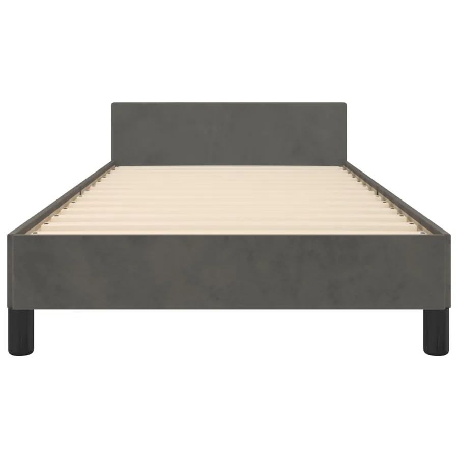 Cadre de lit sans matelas gris foncé 100x200 cm velours - 6