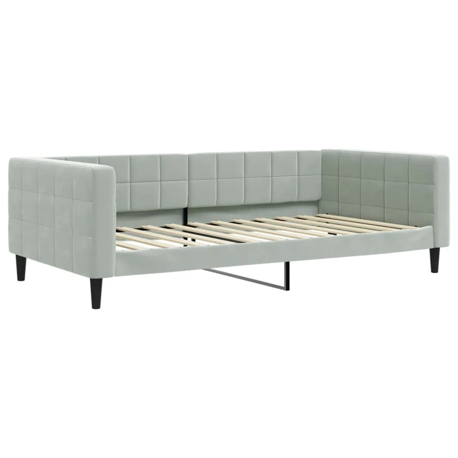 Lit de jour avec matelas gris clair 100x200 cm velours - 3