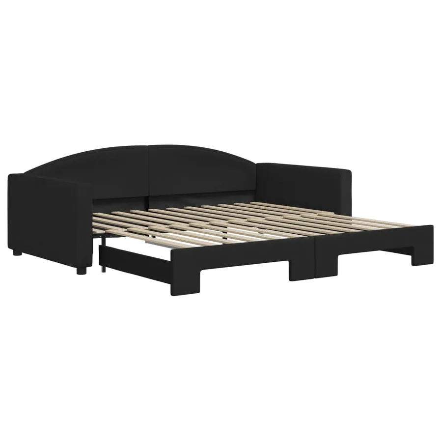 Lit de jour avec gigogne sans matelas noir 100x200 cm - 2