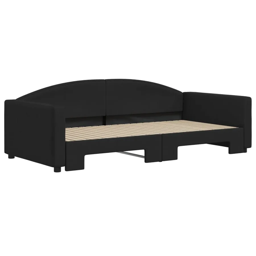 Lit de jour avec gigogne sans matelas noir 100x200 cm - 3
