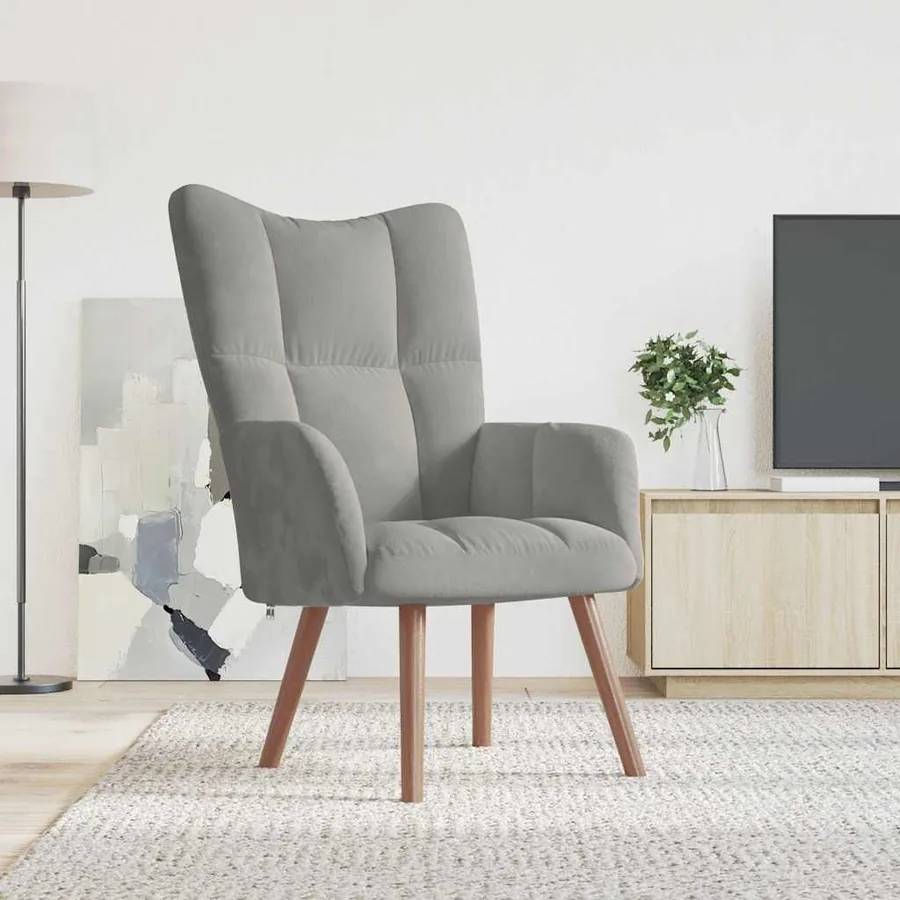 Chaise de relaxation Gris clair Velours