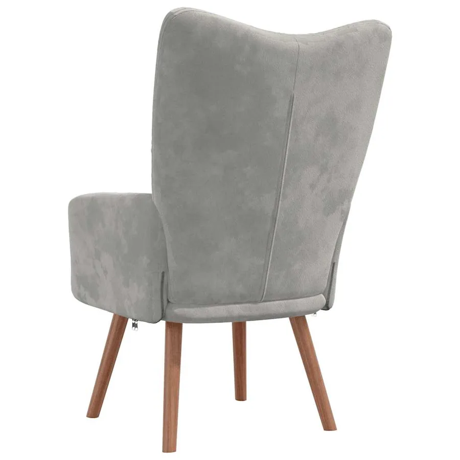 Chaise de relaxation Gris clair Velours - 5