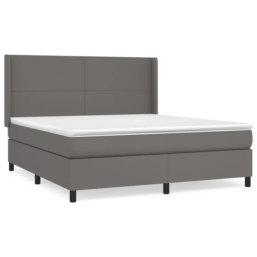 Sommier à lattes de lit avec matelas Gris 160x200 cm Similicuir - 2