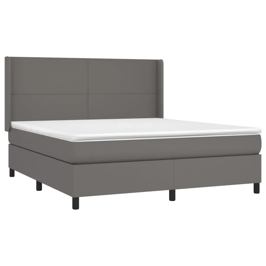 Sommier à lattes de lit avec matelas Gris 160x200 cm Similicuir - 3