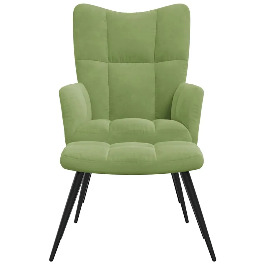 Chaise de relaxation avec tabouret Vert clair Velours - 3