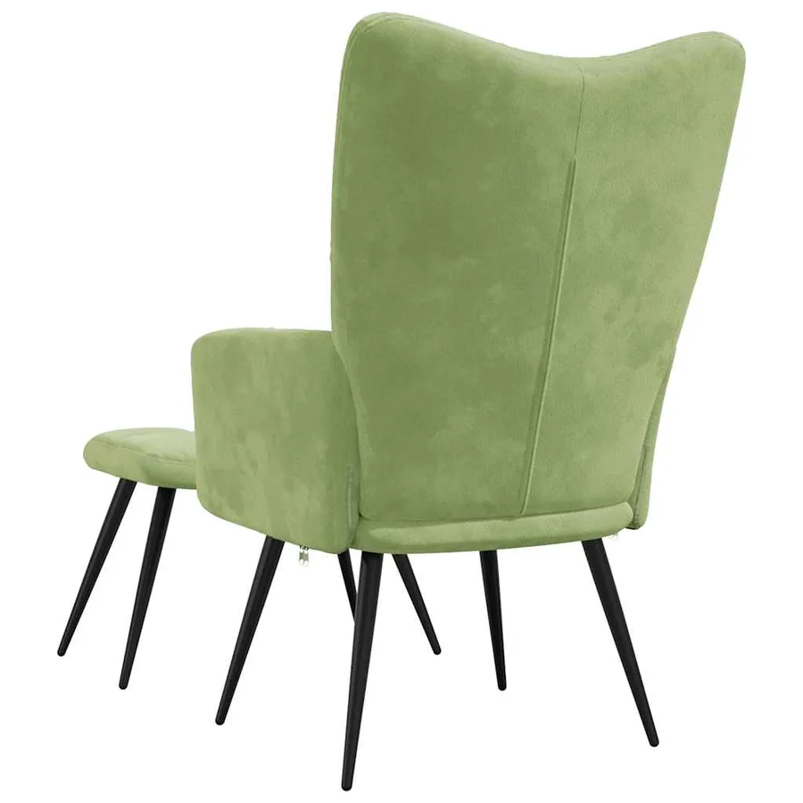 Chaise de relaxation avec tabouret Vert clair Velours - 5