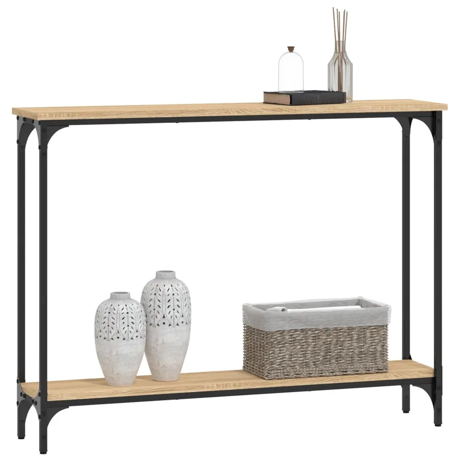 Table console chêne sonoma 100x22,5x75 cm bois d'ingénierie - 3