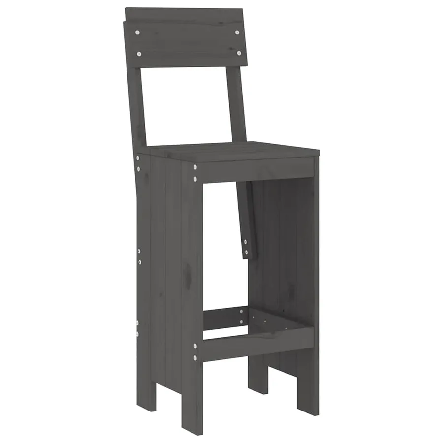 Tabourets de bar lot de 2 gris 40x48,5x115,5 cm bois massif pin - 3