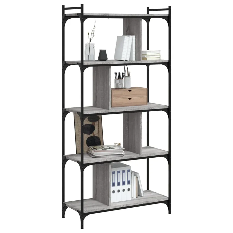 Bibliothèque 5 niveaux sonoma gris 76x32x158 cm - 6