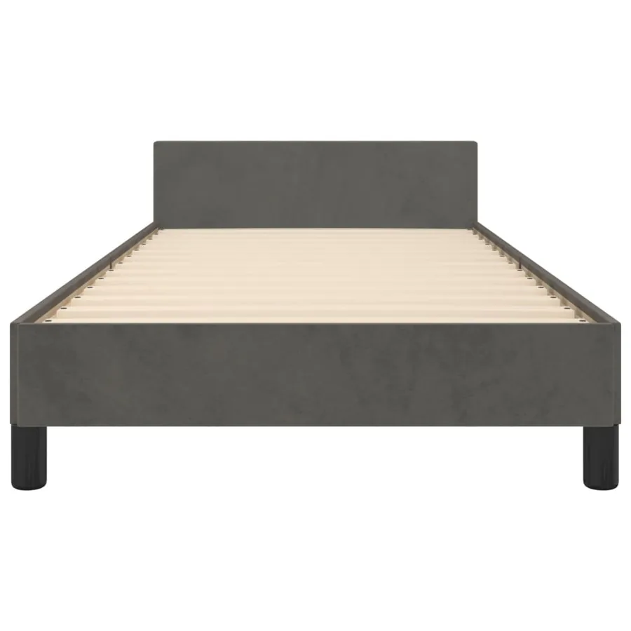 Cadre de lit sans matelas gris foncé 100x200 cm velours - 6