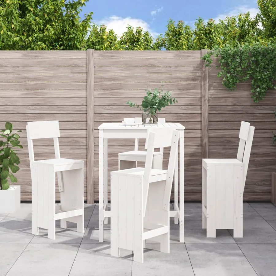 Ensemble de bar de jardin 5 pcs blanc bois massif de pin