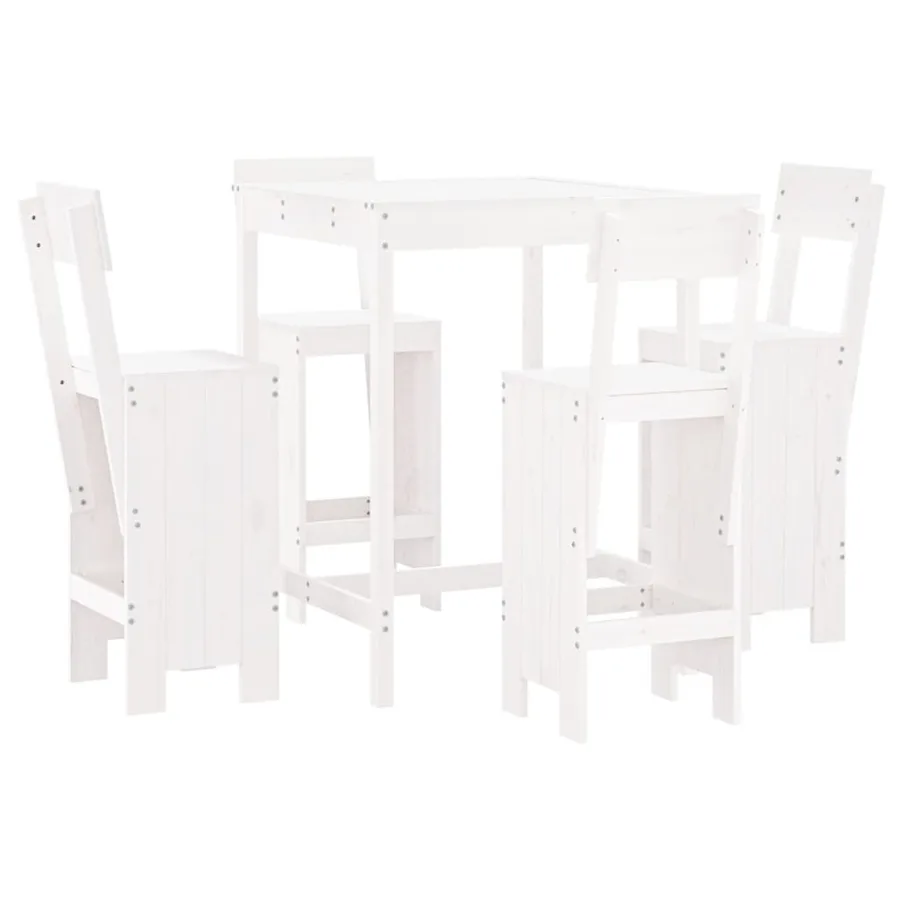 Ensemble de bar de jardin 5 pcs blanc bois massif de pin - 2
