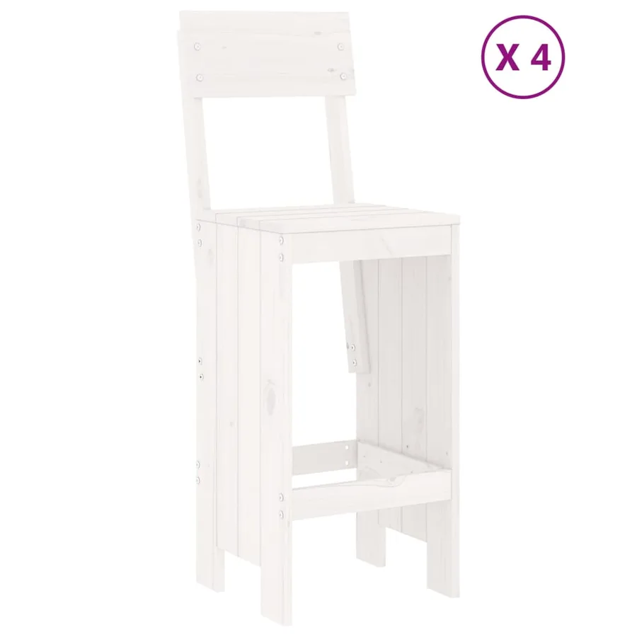 Ensemble de bar de jardin 5 pcs blanc bois massif de pin - 3