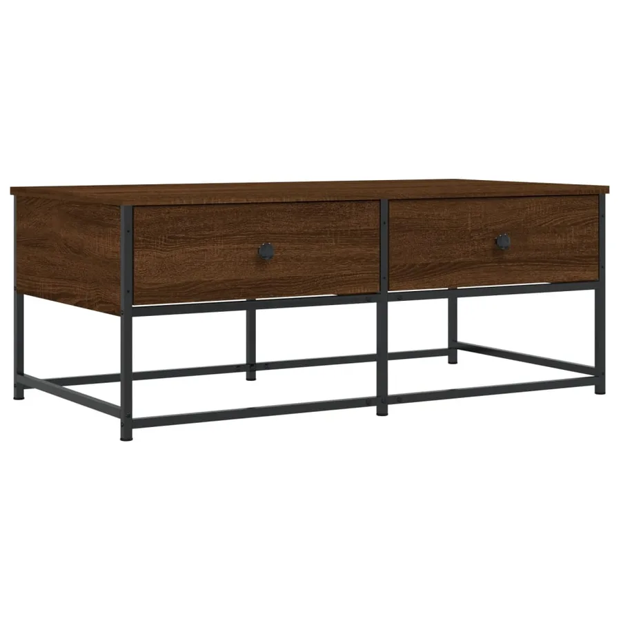 Table basse chêne marron 100x51x40 cm bois d'ingénierie - 2