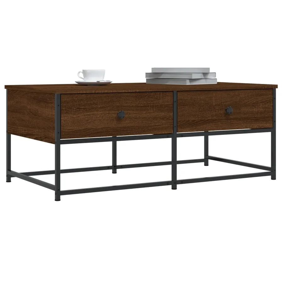 Table basse chêne marron 100x51x40 cm bois d'ingénierie - 3
