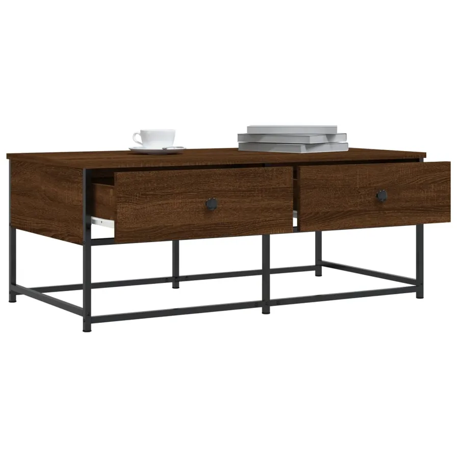 Table basse chêne marron 100x51x40 cm bois d'ingénierie - 4