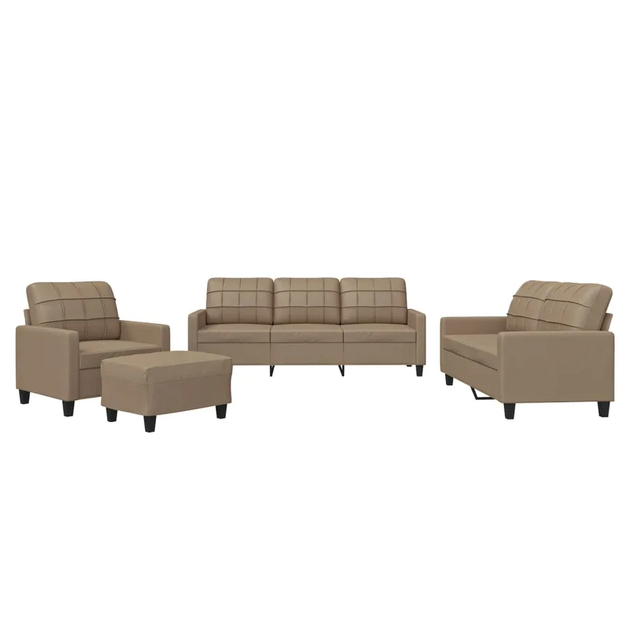 Ensemble de canapés 4 pcs avec coussins Cappuccino Similicuir - 2