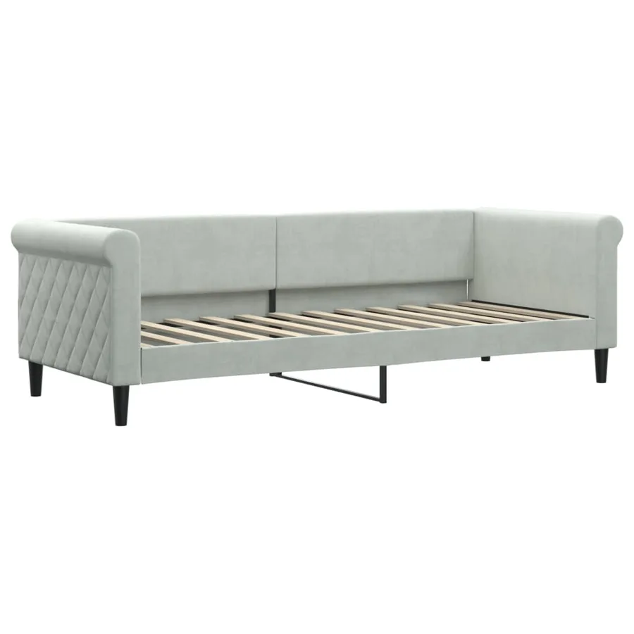 Lit de jour avec matelas gris clair 80x200 cm velours - 3