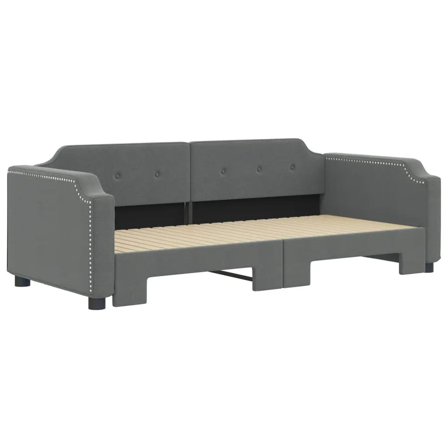 Lit de jour avec gigogne sans matelas gris foncé 80x200 cm - 3