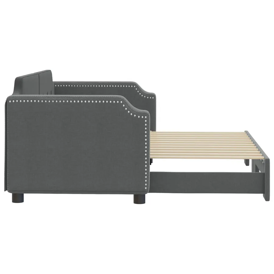 Lit de jour avec gigogne sans matelas gris foncé 80x200 cm - 4