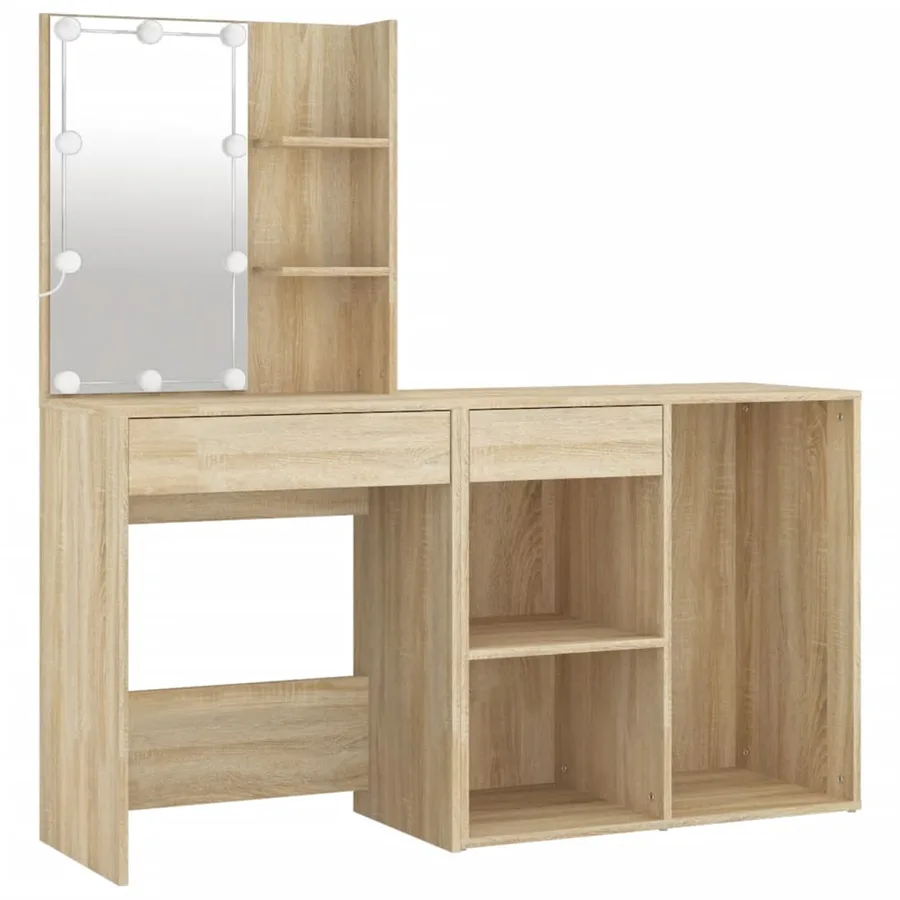 Coiffeuse à LED avec armoire Chêne sonoma Bois d'ingénierie - 7