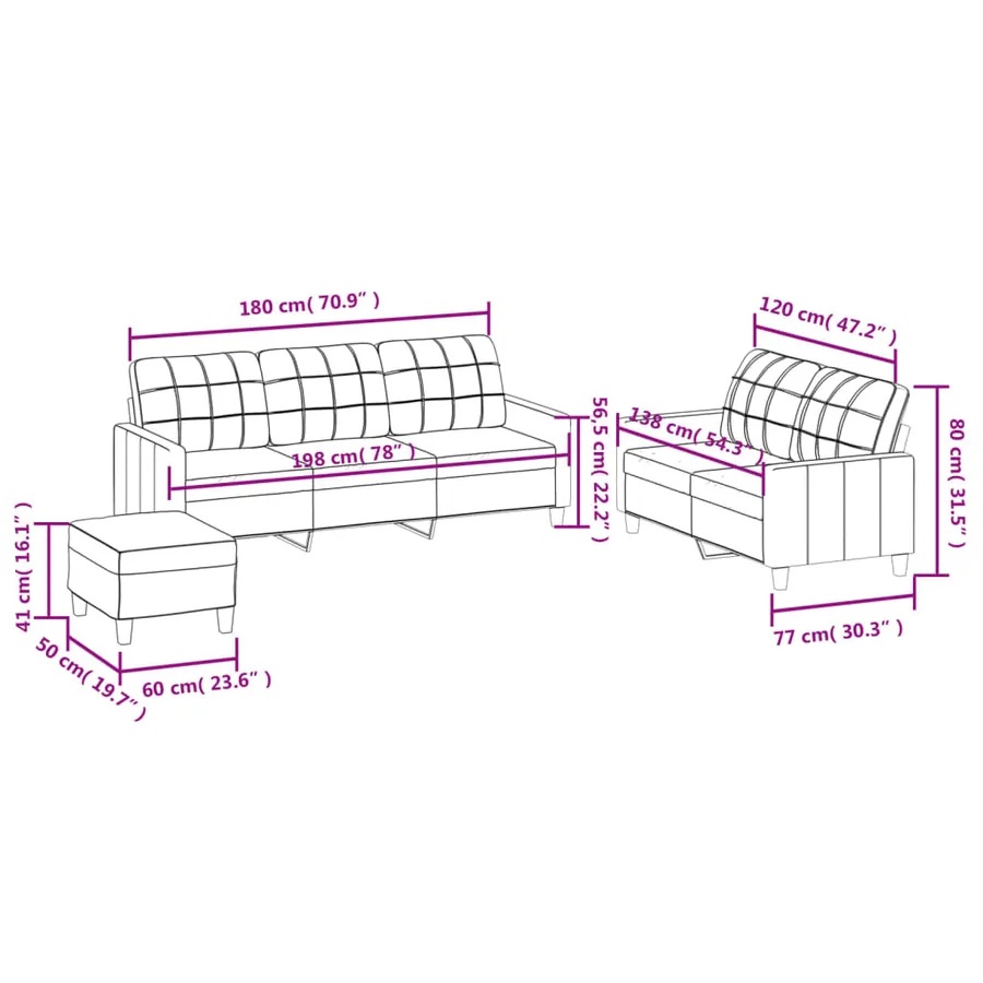 Ensemble de canapés 3 pcs avec coussins Cappuccino Similicuir - 9
