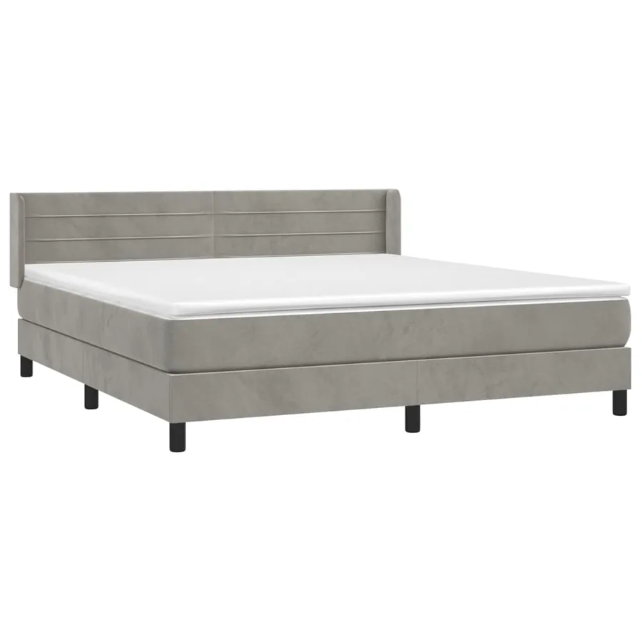 Sommier à lattes de lit et matelas Gris clair 180x200cm Velours - 3