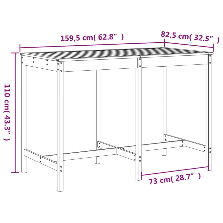 Ensemble de bar de jardin 7 pcs bois massif douglas - 9