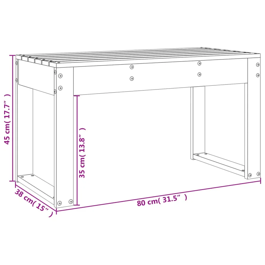 Banc de jardin 80x38x45 cm bois massif de pin - 8