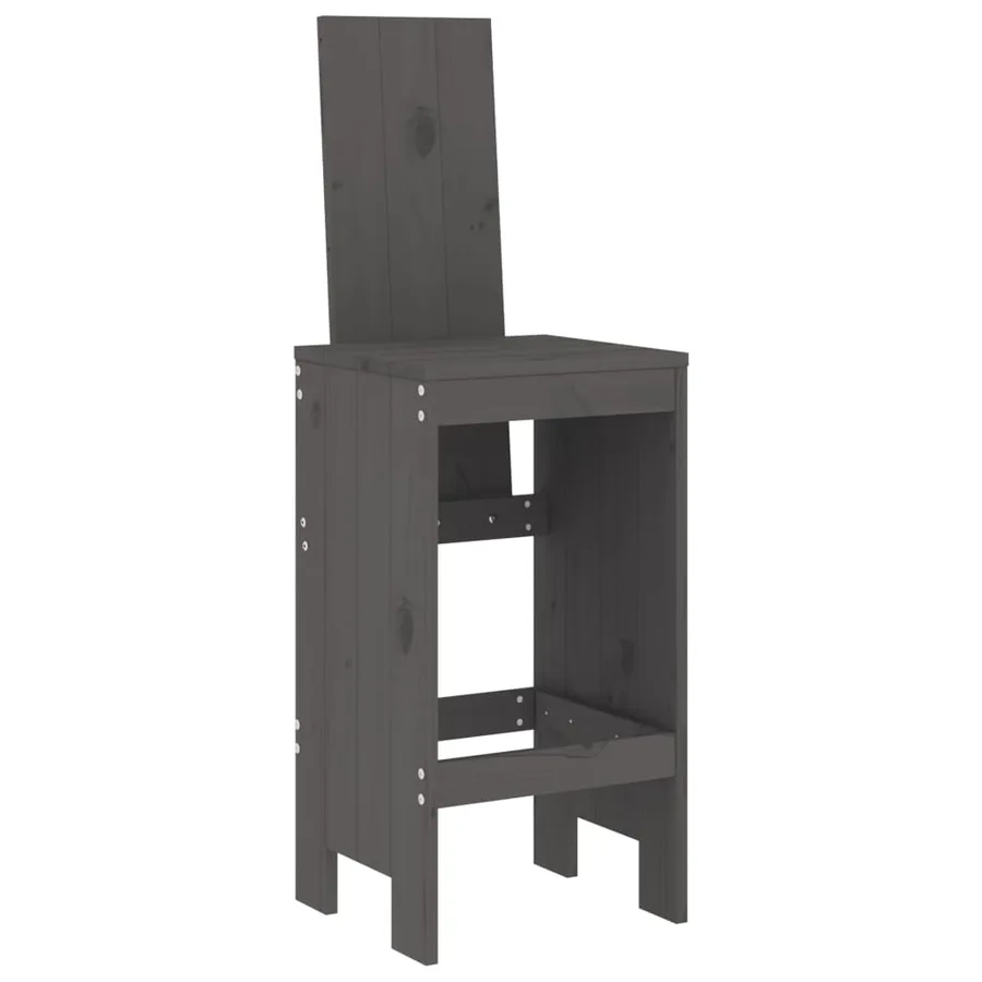 Ensemble de bar de jardin 3 pcs gris bois de pin massif - 4