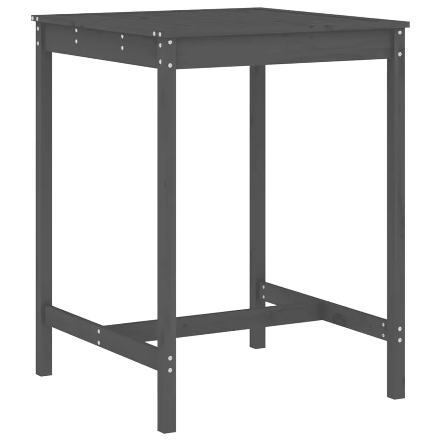 Ensemble de bar de jardin 3 pcs gris bois de pin massif - 6
