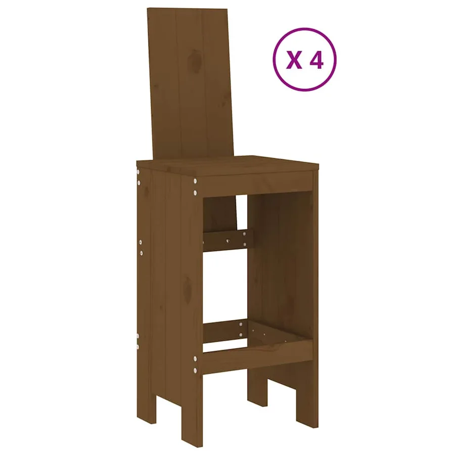 Ensemble de bar de jardin 5 pcs marron miel bois de pin massif - 3