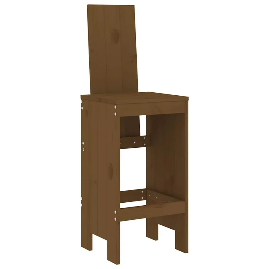 Ensemble de bar de jardin 5 pcs marron miel bois de pin massif - 4